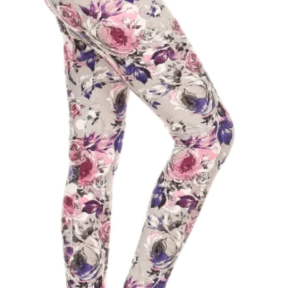 Floral Printed Roses Leggings - Picture 1 of 2